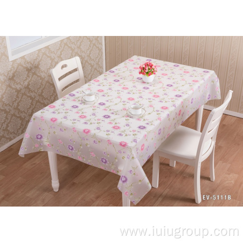 Restaurant Floral Embroidered PEVA Tablecloth